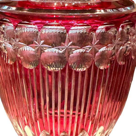 Antique Art Deco Val St Lambert Belgian heavy crystal vase glass Cranberry 11” - Picture 4 of 7